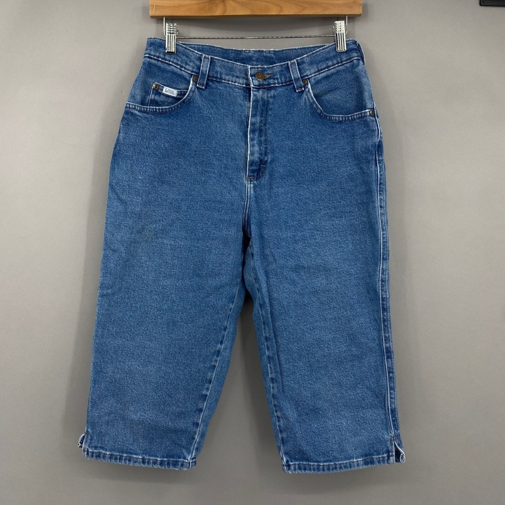 Vtg Lee Capri Bareback Jeans Womens 10 M Blue Denim High Rise Cropped Pants